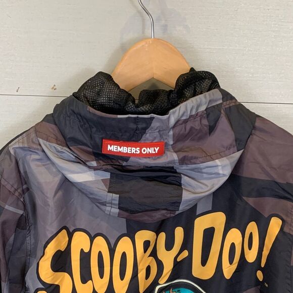 Scooby-Doo Mens Graphic Hoodie raincoat Black zip up size large members only - Picture 10 of 14